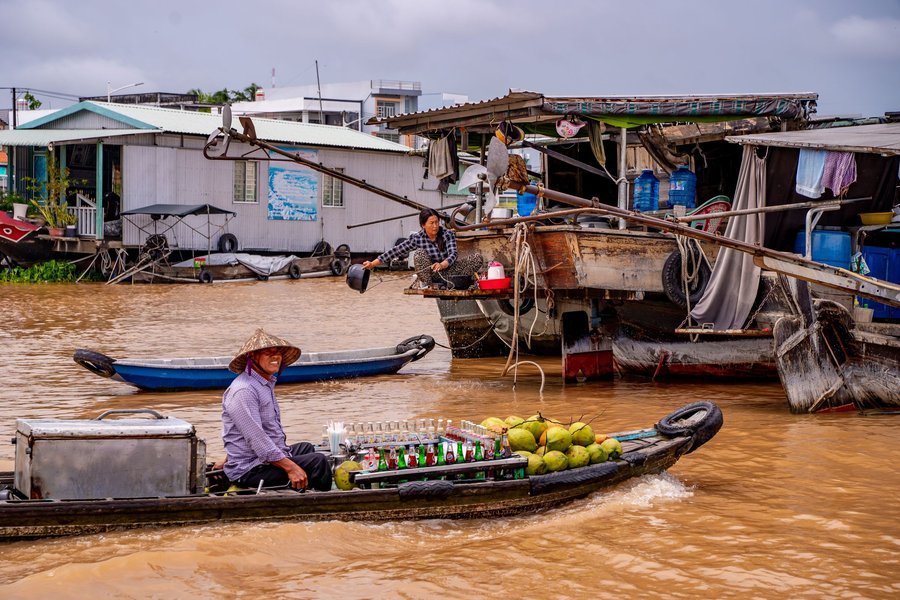 Trading boats at Cai Rang Floating Market, Can Tho