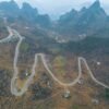 Road over a high mountain pass in Ha Giang, northern Vietnam