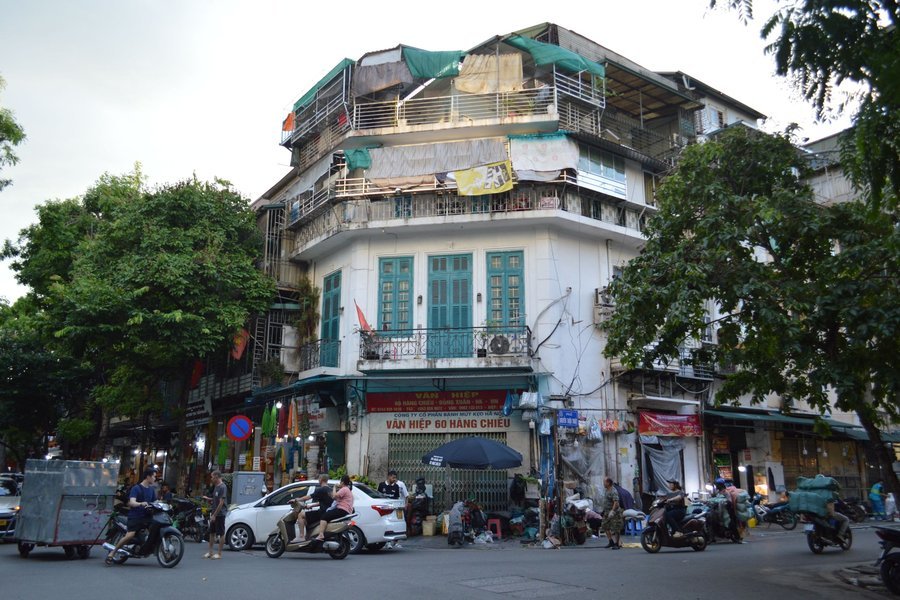 A street corner in the Hanoi Old Quarter