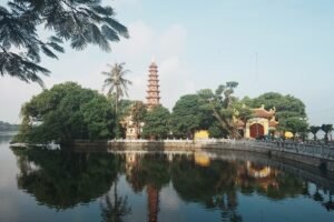 Tran Quoc Pagoda reflected in the water, Hanoi