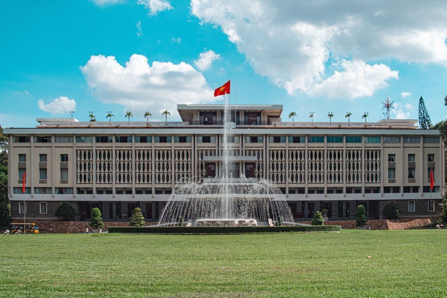 Independence Palace under a blue sky, Ho Chi Minh City
