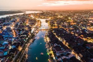 Hoi An from above at sunset