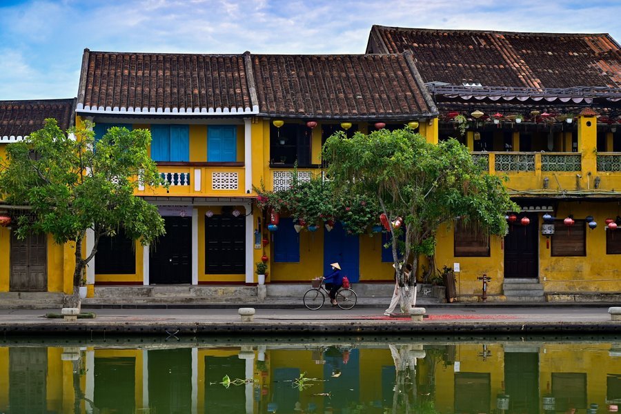 Yellow houses by the river in Hoi An Ancient Town