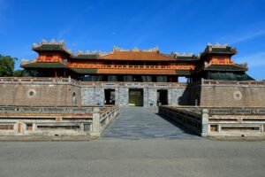 Ngo Mon Gate of the Imperial Citadel under a blue sky, Hue