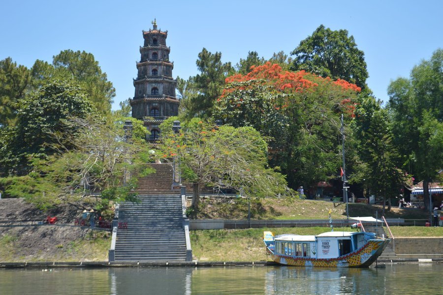 Thien Mu Pagoda from the riverside landing, Hue