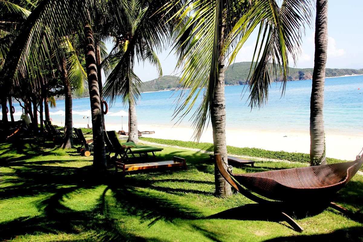 Palm-lined beach on Nha Trang Bay