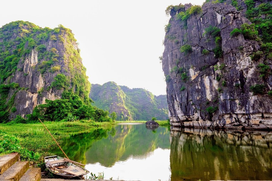 Karst peaks beside the river at Tam Coc, Ninh Binh