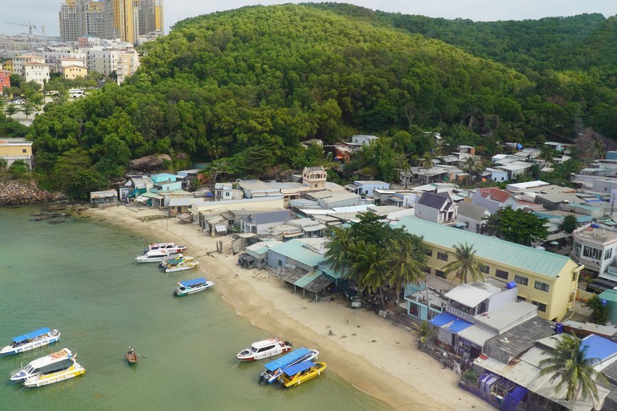 A fishing village in Phu Quoc seen from above
